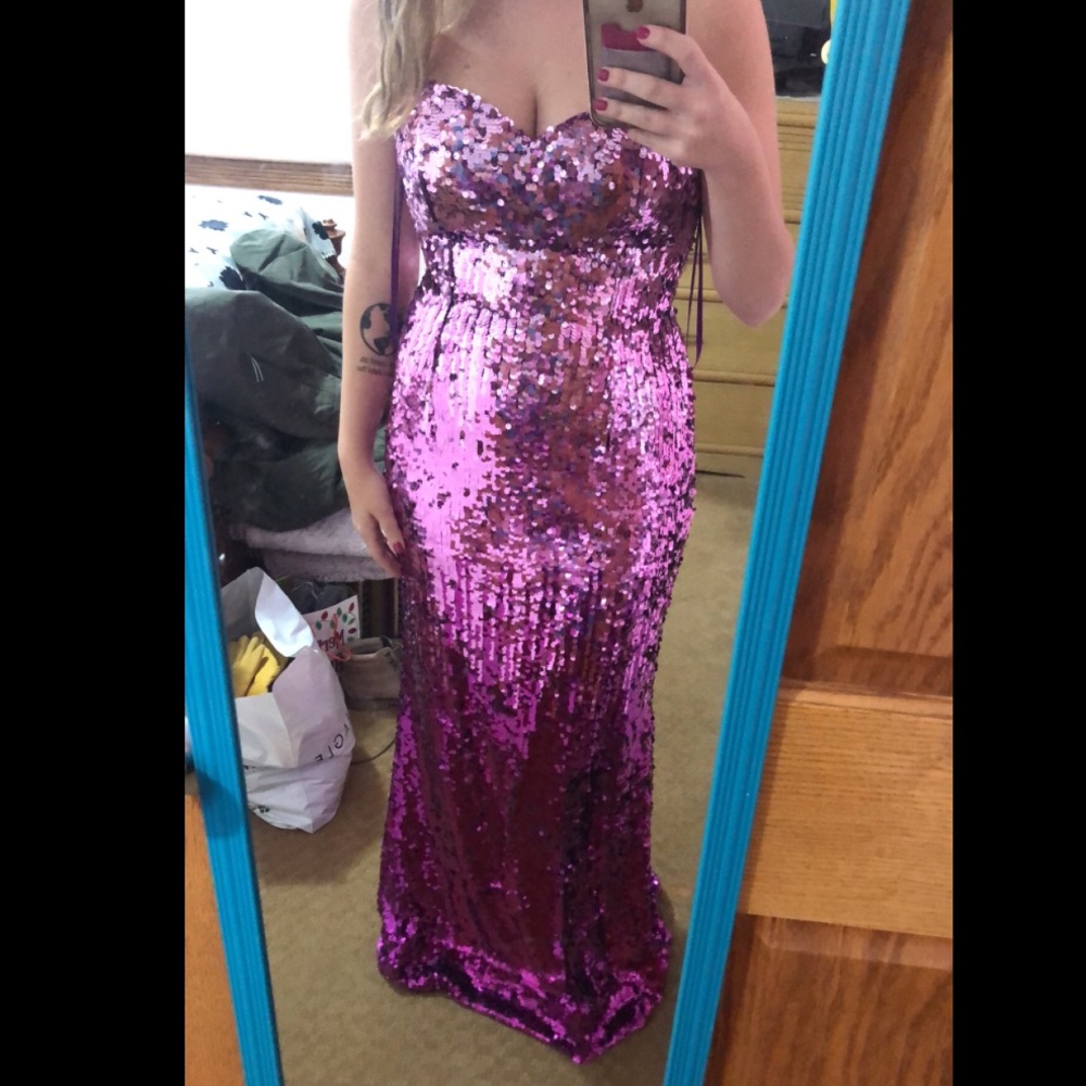Night Moves Sequin Purple Ombré Prom Dress